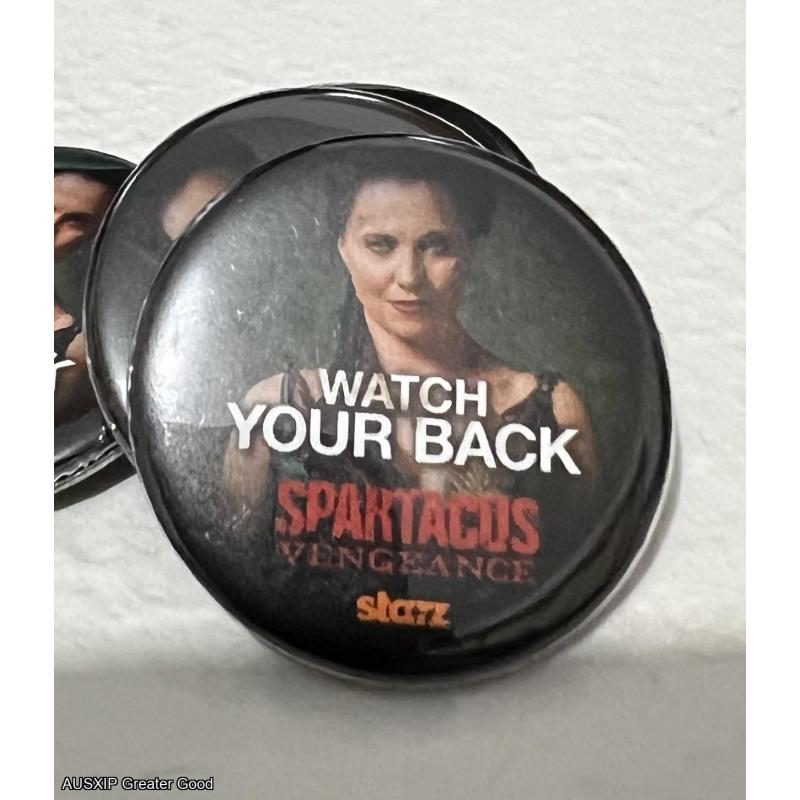 EXTREMELY RARE Lucy Lawless as Lucretia (Spartacus: Vengeance) Exclusive SDCC 2011 Button [Starship] [MD]