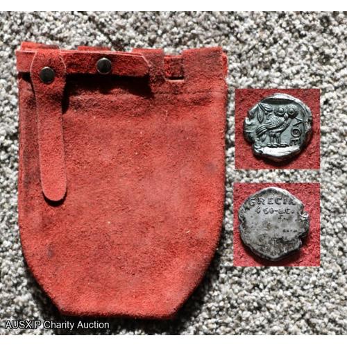 SUPER RARE Authentic Leather Coin Bag with Greek Coins (Used on Set) [Starship] [W]